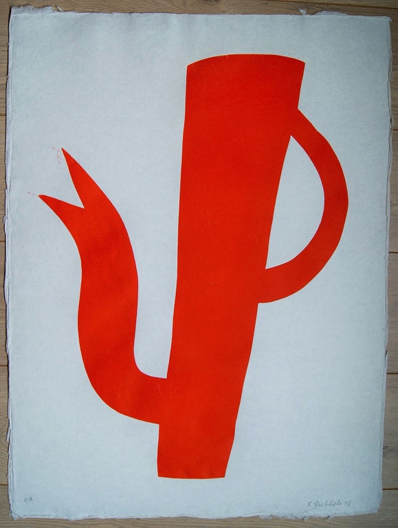 Klaas Gubbels houtdruk 'Oranje kan' 2007 verkocht voor € 575!