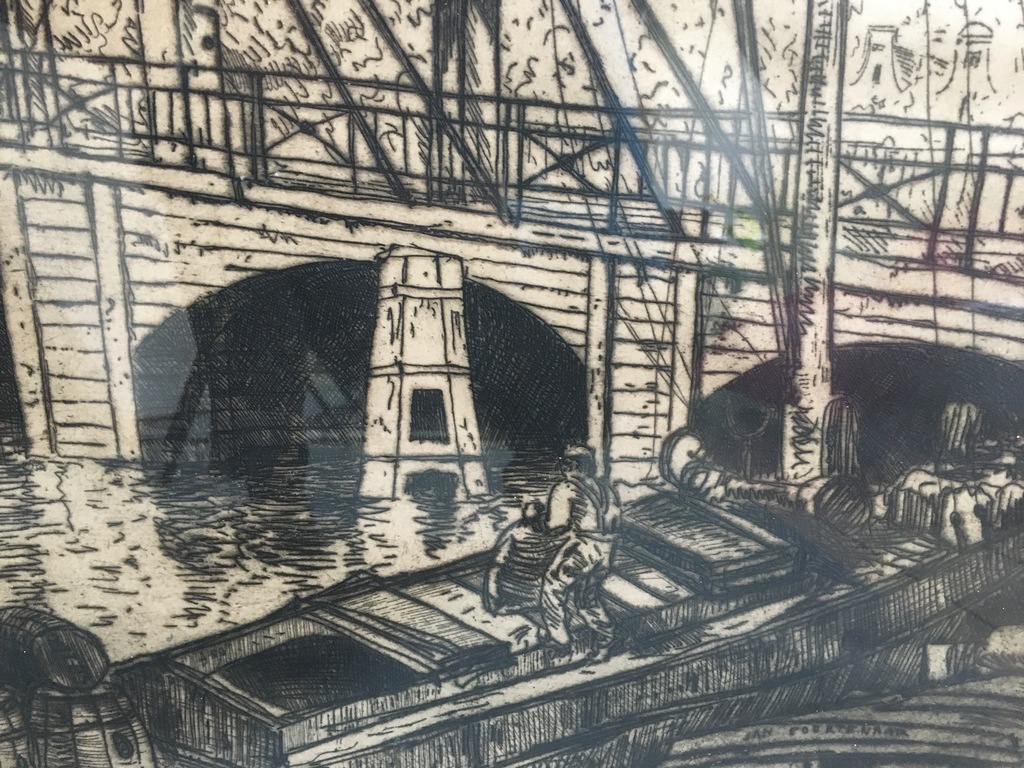 Jan Poortenaar: Ets, De Magere Brug in Amsterdam! kopen? Bied vanaf 70!
