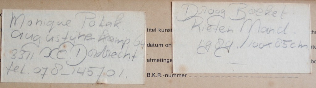 Monique Polak, aquarel, droogboeket in rieten mand, 1989 kopen? Bied vanaf 10!