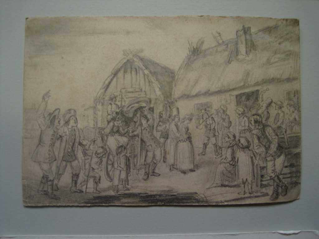 Originele 18e eeuwse potloodtekening "boerenbruiloft" Jacob v Strij 1756-1815 kopen? Bied vanaf 1!