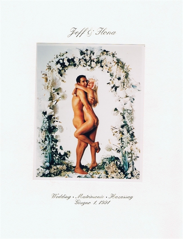 Huwelijksuitnodiging Jeff Koons en La Cicciolina met foto door Annie Leibowitz verkocht voor € 160!