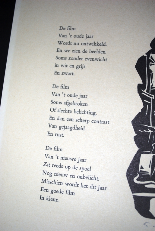 Groninger Ploeg Arie Zuidersma, linosnede Groningen met gedicht, oplage 25.  kopen? Bied vanaf 35!