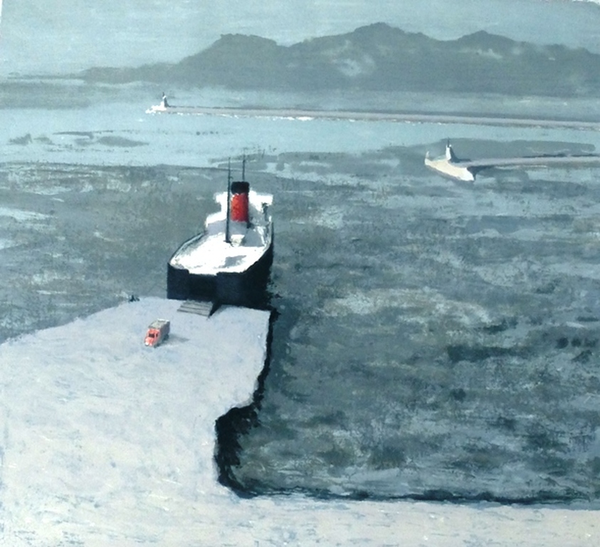 Mart Kempers, litho: Veerboot in haven, 1986, handgesigneerd en genummerd verkocht voor € 100!