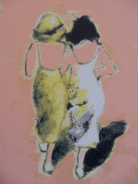 JOSE van GOOL   Zeefdruk VRIENDINNEN  Handgesigneerd verkocht voor € 35!