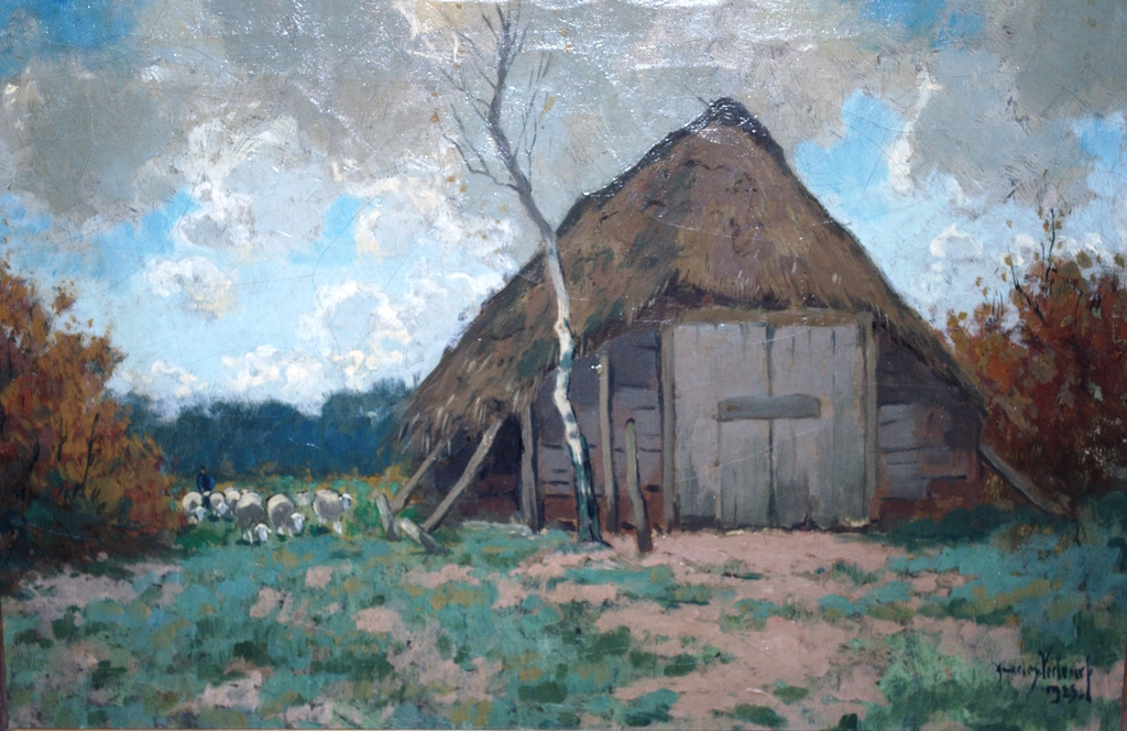 Herder bij een schaapskooi - olieverf op doek - 1923 - gesigneerd kopen? Bied vanaf 75!