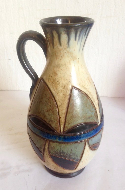 A. Dubois de Bouffioulx - grès vaas met polychroom stilistisch decor  - gemerkt kopen? Bied vanaf 14!