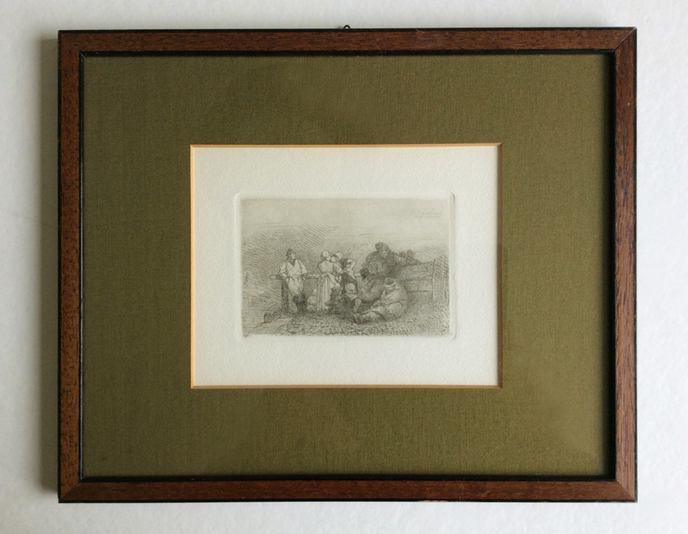 Andreas Achenbach - vroege ets 1862, ingelijst kopen? Bied vanaf 115!