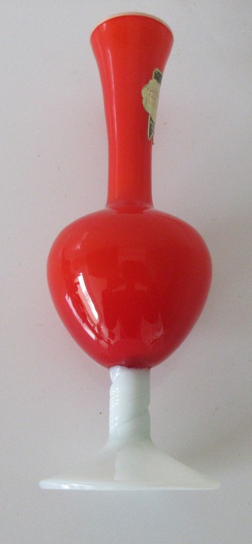 Ongespecificeerd - Veritable Opaline Florence - Oranje en wit opaline glazen vaasje kopen? Bied vanaf 1!