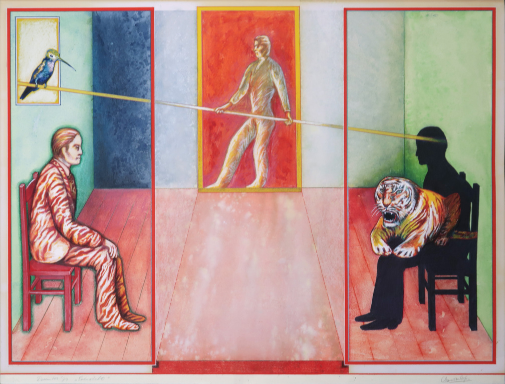 Frans van Eijk: Gemengde technieken op papier, Evenwicht kopen? Bied vanaf 50!