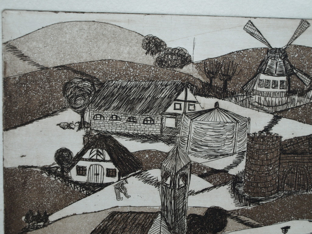 Onbekende kunstenaar : Ets en aquatint – Landschap met dorpje  kopen? Bied vanaf 1!