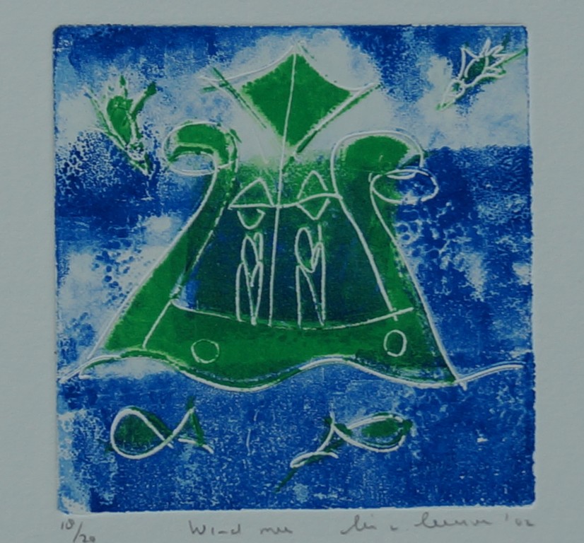 Lia van Leeuwen - twee gesigneerde etsen - roeien met de riemen -  wind mee kopen? Bied vanaf 1!