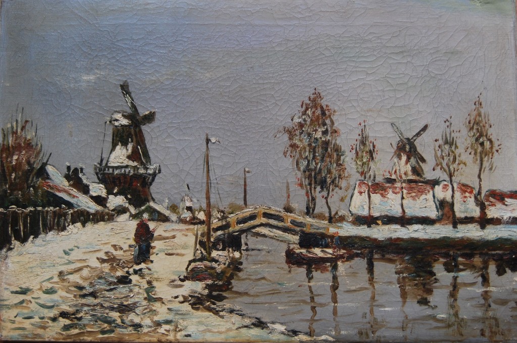 Evert Moll. Olieverf of doek. Wintergezicht kopen? Bied vanaf 200!