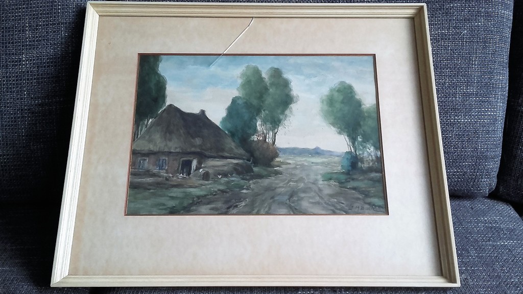 Johannes Martinus Bach - Aquarel - Landschap met boerderij kopen? Bied vanaf 25!