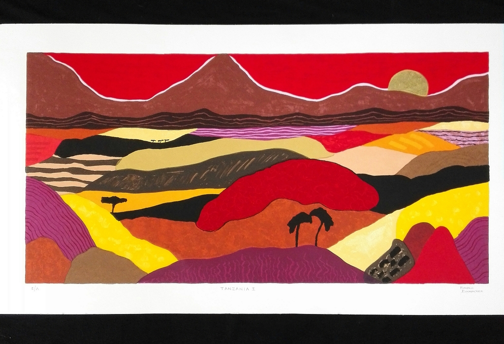 Ronald Boonacker, zeefdruk op papier, Titel: Tanzania II kopen? Bied vanaf 40!