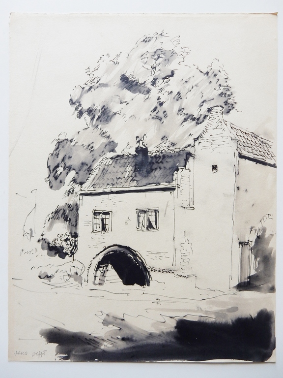 Harm Kamerlingh Onnes (1893-1985) - Inkt / aquarel 'Delft'  kopen? Bied vanaf 175!