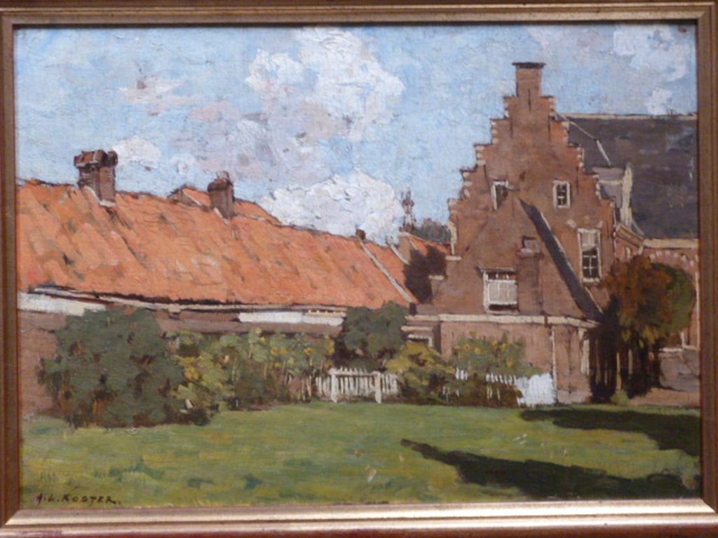 A.L.Koster - olieverf - De Schuttersdoelen te Haarlem verkocht voor € 500!