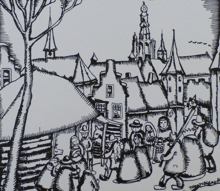 Toon Tieland - litho: zalig kerstfeest, gezond 1985 - 1984 verkocht voor € 45!