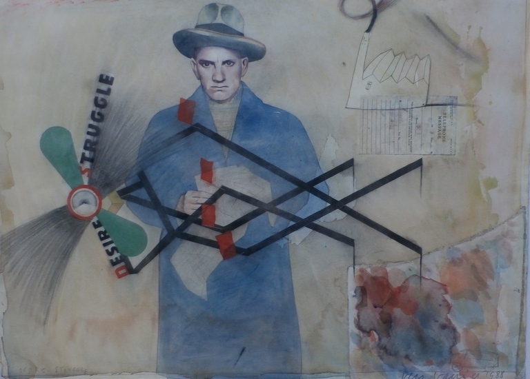 Jan VanRiet - gemengde techniek: Desire-struggle - 1988 kopen? Bied vanaf 850!