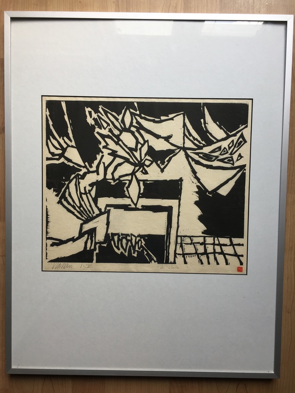 Houtsnede "Bloeiende Daken" oplage I/V, handg: 67x52cm GEEN VERZENDKOSTEN IN NL kopen? Bied vanaf 38!