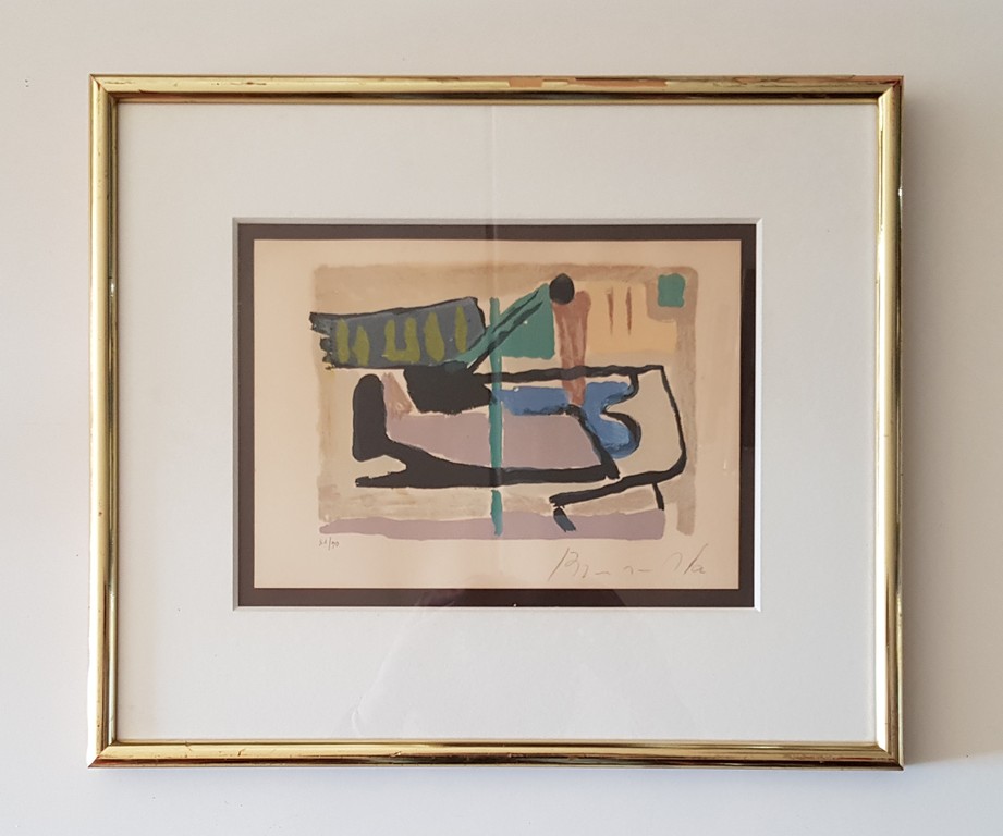 Bram van Velde (1895-1981)-Lithografie-Le mot buvette YR no.:148 verkocht voor € 250!