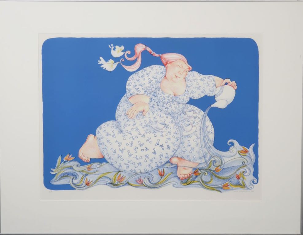 Ada Breedveld: Litho, De watervrouw - Ingelijst verkocht voor € 35!