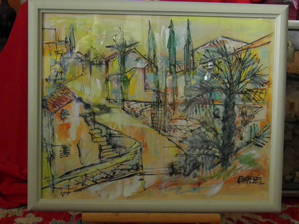 Ria Exel, gouache - expressionistisch stadsgezicht. kopen? Bied vanaf 50!