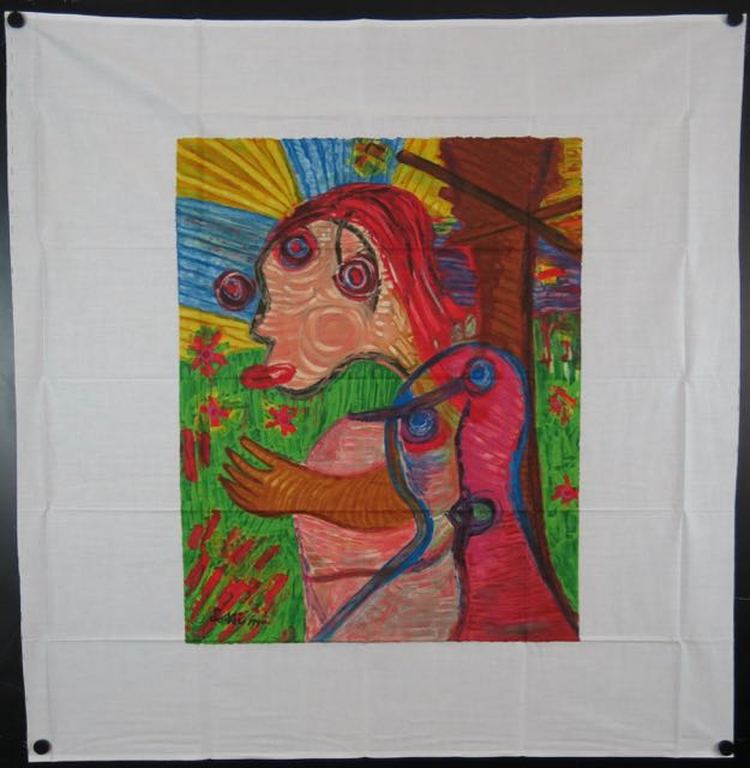 Lotti van der Gaag: Zeefdruk op katoenzijde, Le jardin de la plante geante nomme kopen? Bied vanaf 35!