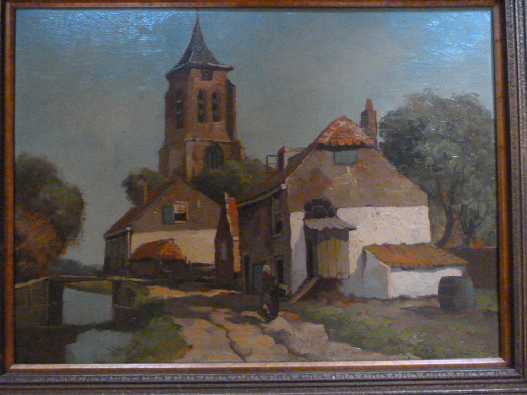 Onbekend ( 20e eeuw ) - olieverf - dorpsgezicht. verkocht voor € 46!