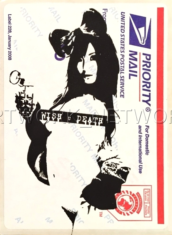 DEATH NYC "Pink Spray"- Signed Screenprint + Original Priority Pass "USPS Girl"  kopen? Bied vanaf 1!