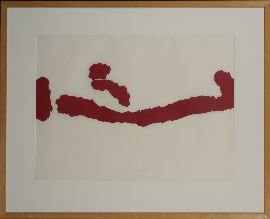 Cees Andriessen: Lino op Rijstpapier, Z.T. rood - Ingelijst kopen? Bied vanaf 1!