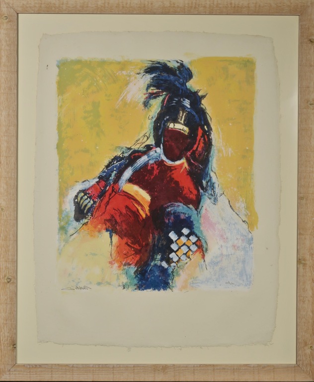 Gerard 't Hart: Zeefdruk, Indian - Ingelijst verkocht voor € 35!