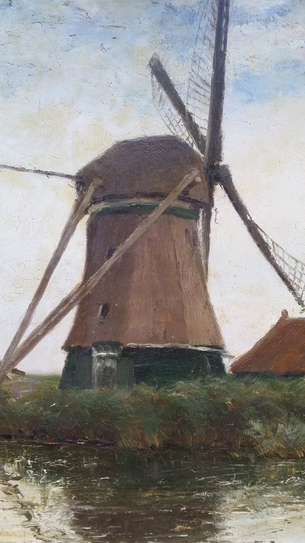 Evert Pieters (1856-1932) toe te schrijven aan - ’Vue en Hollande’ - paneel kopen? Bied vanaf 150!
