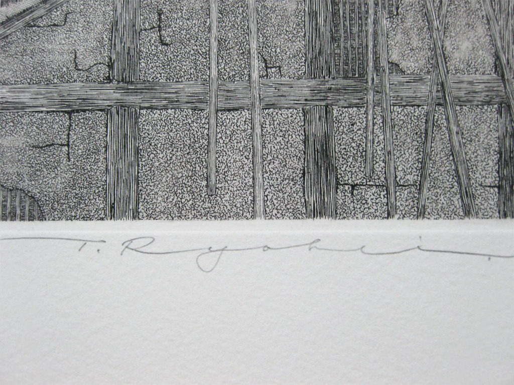 Tanaka Ryohei - " Thatches roof " - ets - 1975 - Handgesigneerd kopen? Bied vanaf 175!