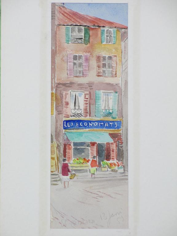 Han Kug, Stadsstraatje St.Polien, Aquarel 1957 verkocht voor € 35!