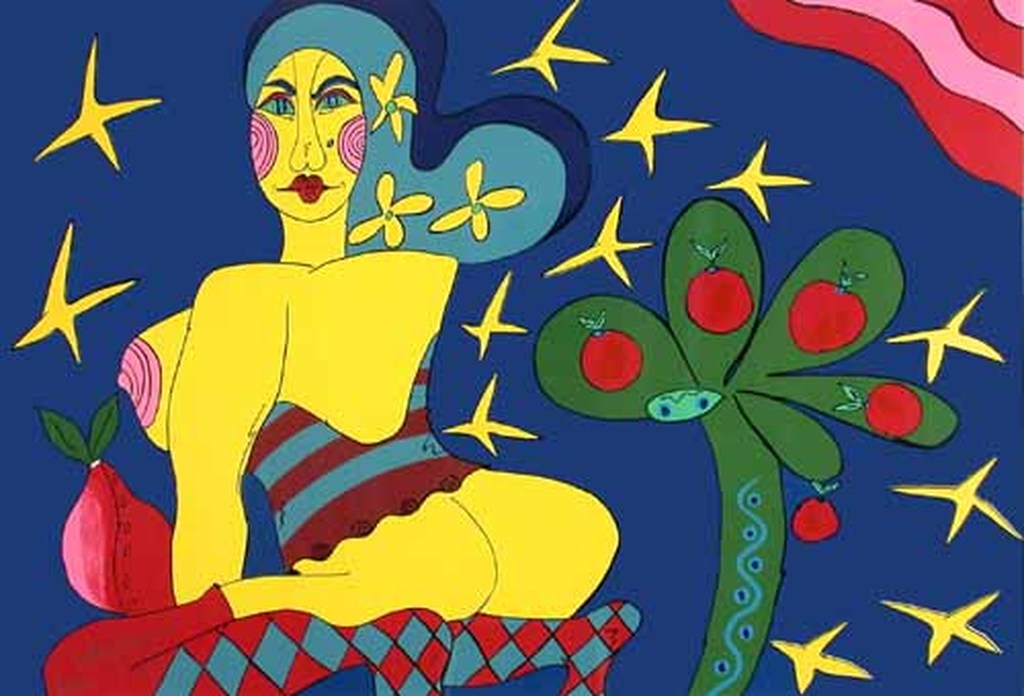 Patty Harpenau: kleurenzeefdruk, z.t., ZEER GROOT ingelijst kopen? Bied vanaf 150!