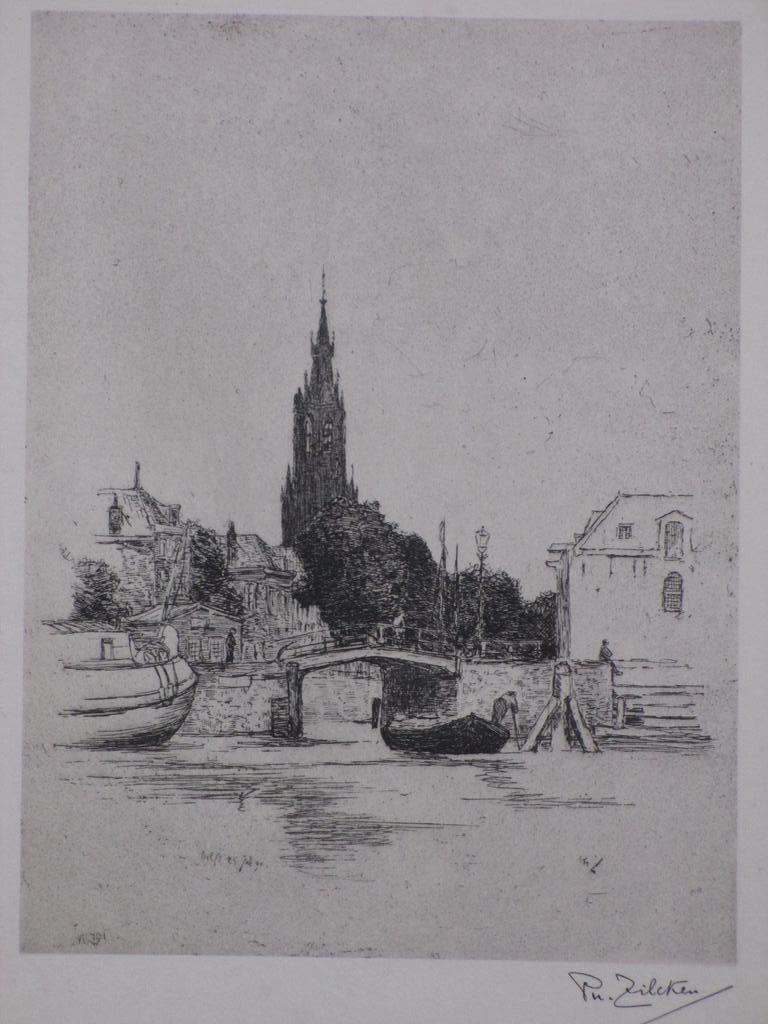 Philip Zilcken, Het Mallegat Delft, Litho kopen? Bied vanaf 45!
