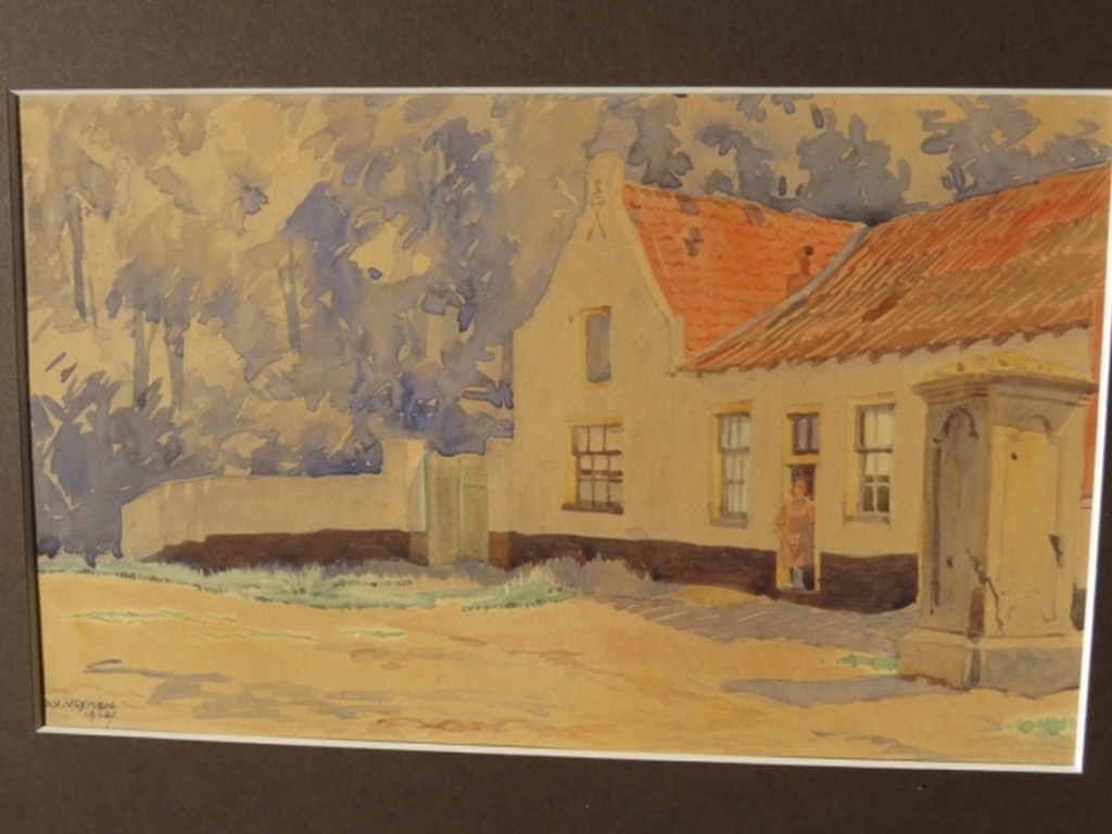 Bernard van Vlijmen - Bernard van Vlijmen: Aquarel - Boerderij - 1928 kopen? Bied vanaf 50!