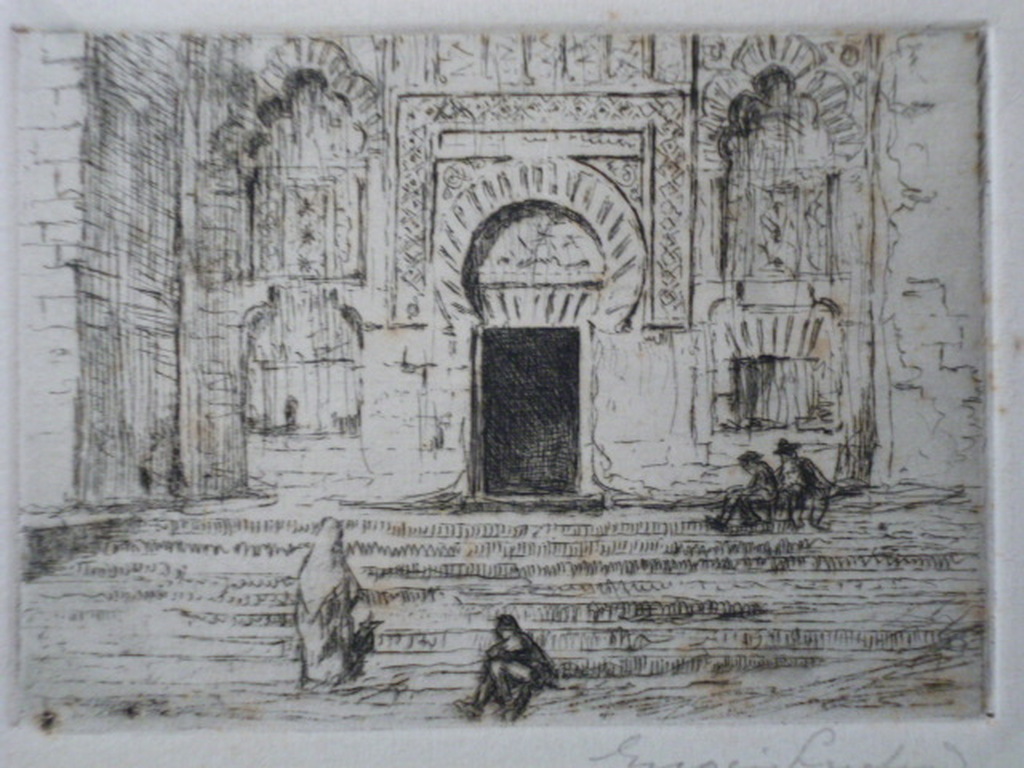 Eugène Lücker - ets - Ingang moskee Cordova verkocht voor € 50!