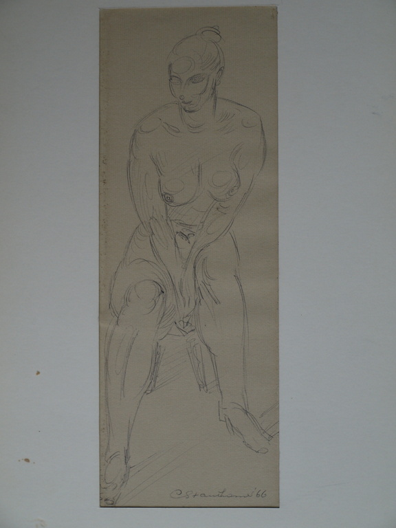 Cephas Stauthamer : Tekening , Naakt op stoel – Gesigneerd – 1966 kopen? Bied vanaf 1!