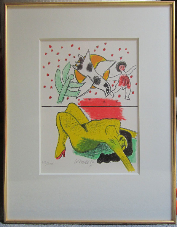 Corneille, litho uit 1986 (ingelijst) femmes et oiseaux oplage 116/200  verkocht voor € 150!
