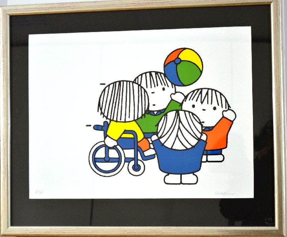 Dick Bruna: Zeefdruk. Spelende kinderen. Gesigneerd. kopen? Bied vanaf 250!