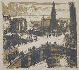 Wilhelm Wagner - Wilhelm Wagner: Lithografie. Amsterdams stadsgezicht, 1921, Oplage 100 ex. kopen? Bied vanaf 30!
