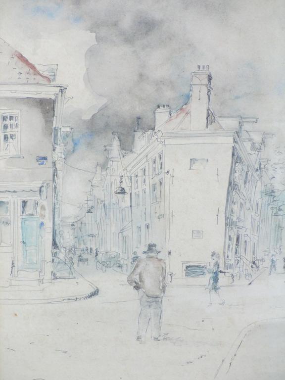 Piet Spijker, Weteringdwarsstraat Amsterdam, Gemengde techniek verkocht voor € 45!