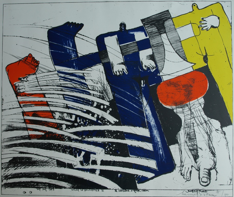 Hannes Postma : Kleurenlitho, Essay in Ballistics II –Gesigneerd – 1965 kopen? Bied vanaf 1!