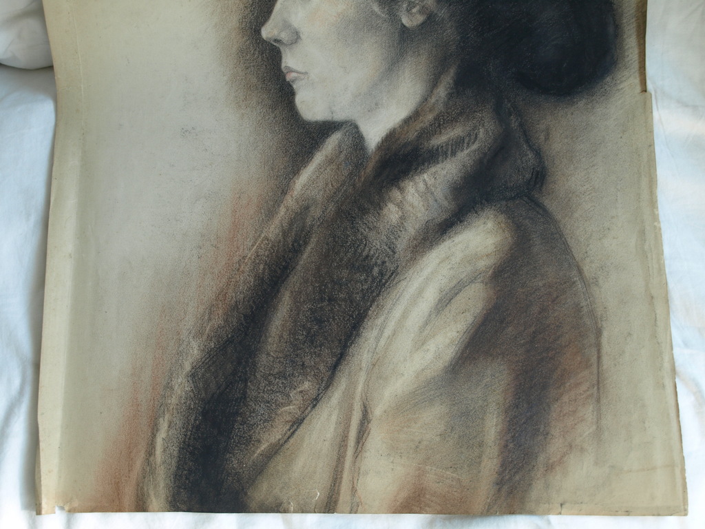 Elias Smalhout : Tekening , Bregtje met zwarte hoed – ca 1920  kopen? Bied vanaf 1!