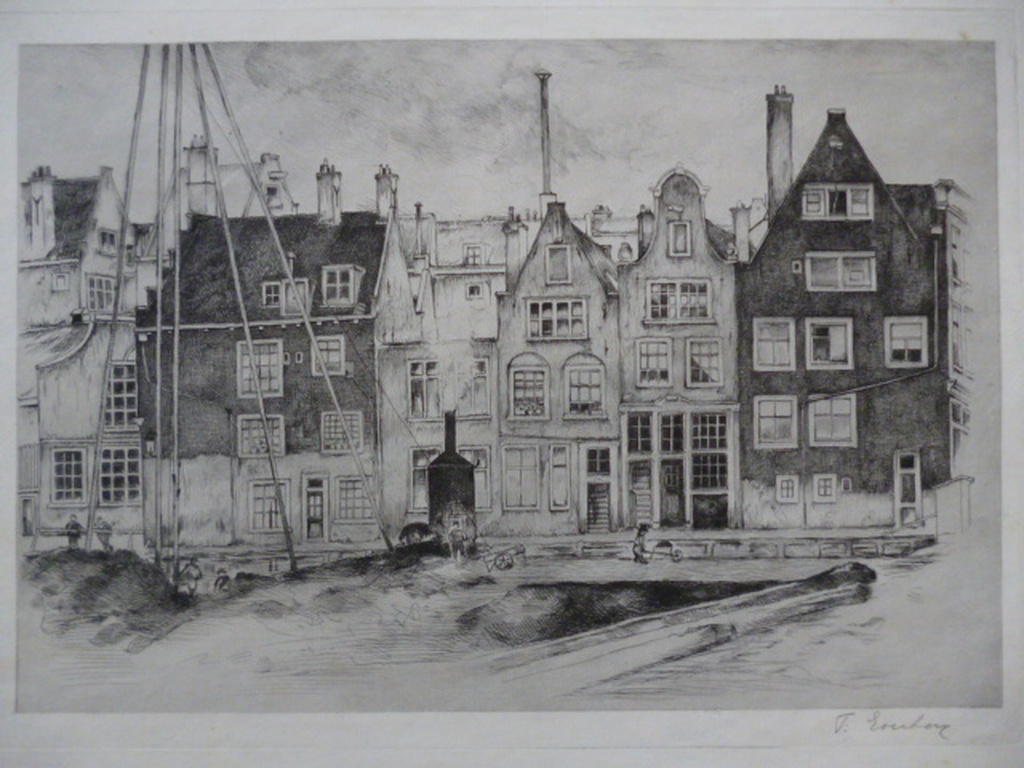 Frans Everbag - ets - Vliegende Steeg tussen Spuistraat en Singel te Amsterdam kopen? Bied vanaf 35!