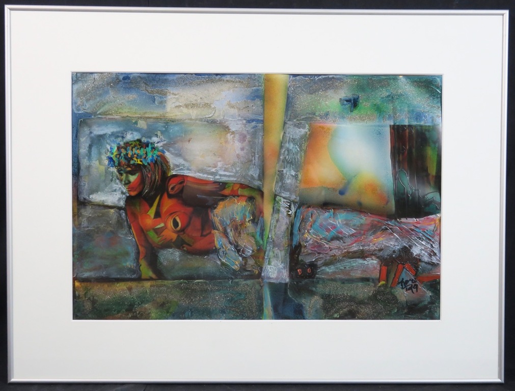 Franca Muller Jabusch: Handbewerkte foto, Z.T. vrouw - Ingelijst verkocht voor € 50!