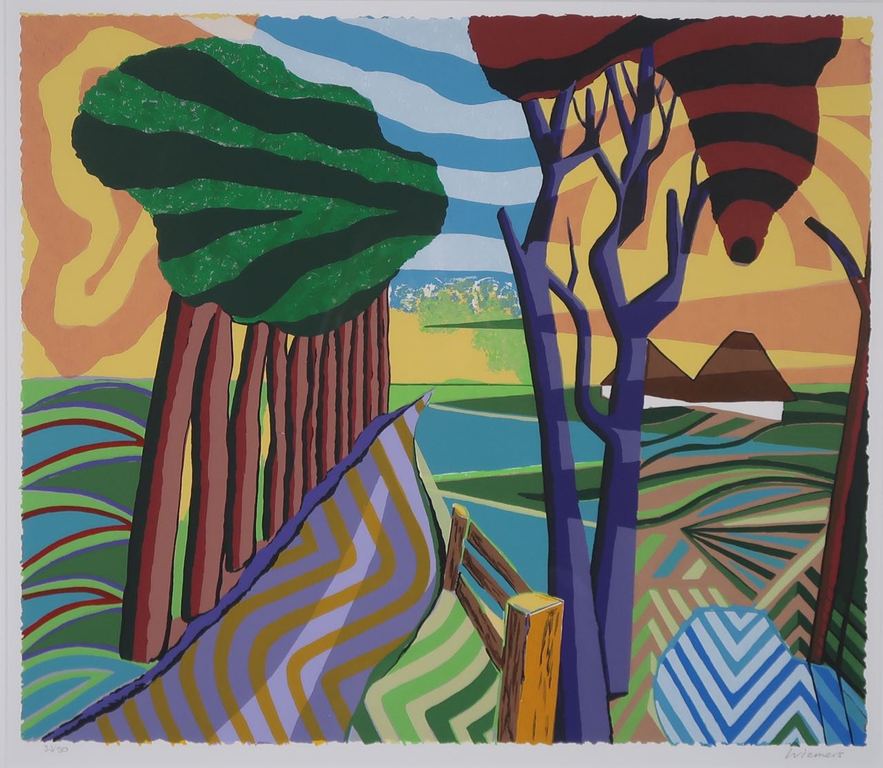 Peter Wiemers: Zeefdruk, Landschap - Ingelijst kopen? Bied vanaf 35!