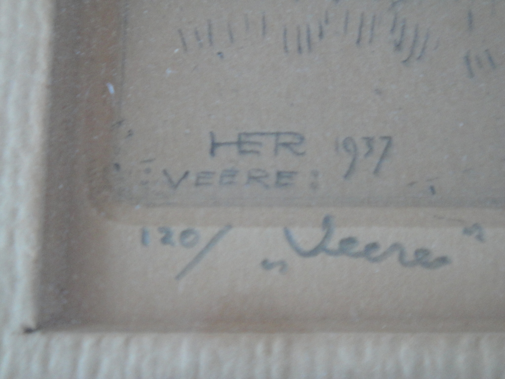 HE Roodenburg - ets - Veere: doorkijkje met zicht op de kerk kopen? Bied vanaf 55!