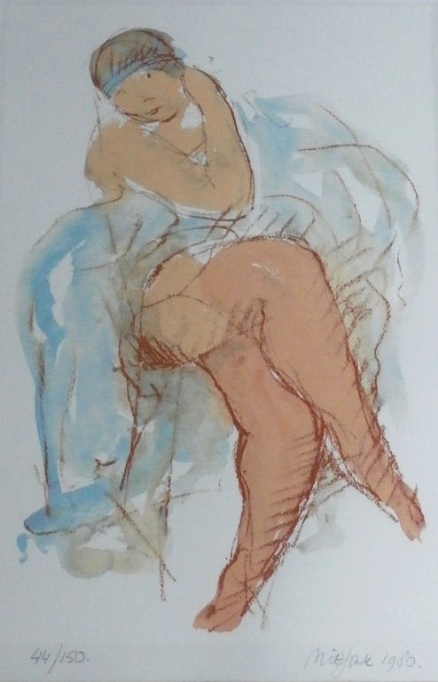 Nic Jonk - ingelijste zeefdruk: vrouwelijk naakt - 15 jaar beeldentuin Nic Jonk  kopen? Bied vanaf 80!